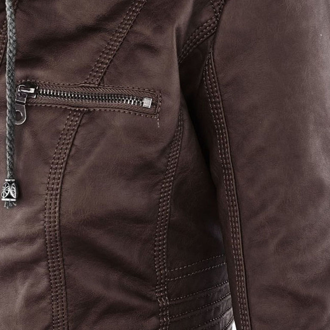 Women's Hooded Faux Leather Jacket