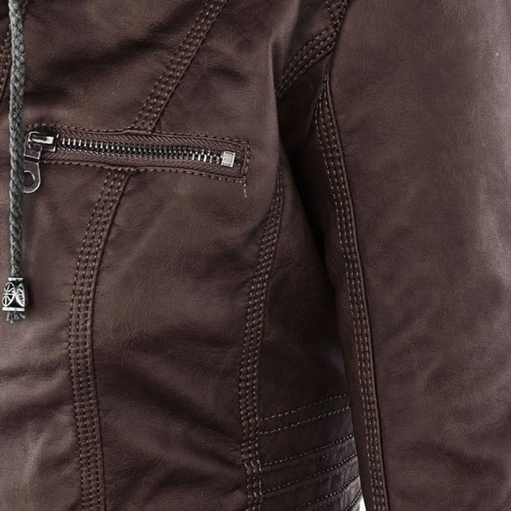 Women's Hooded Faux Leather Jacket