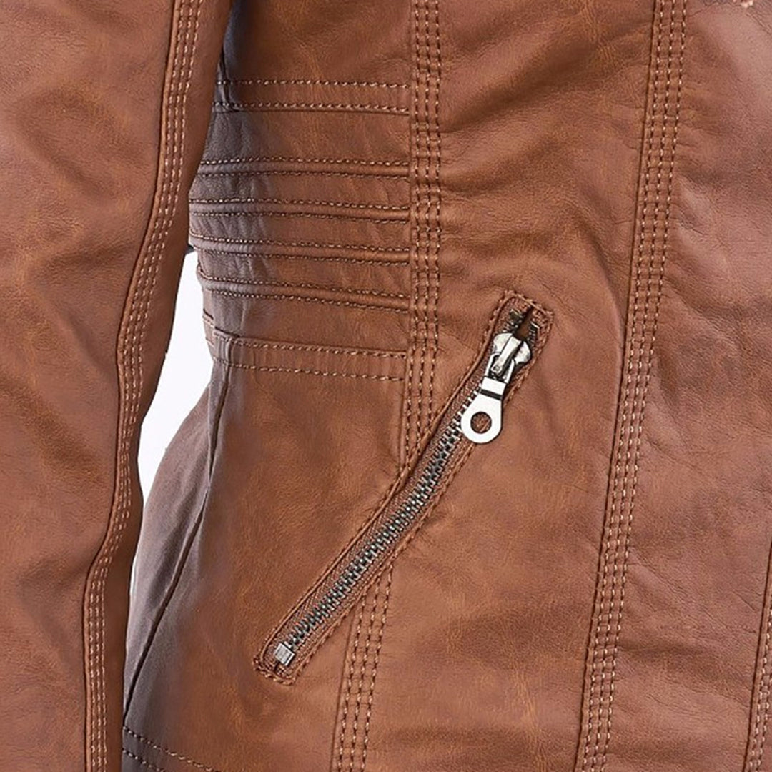 Women's Hooded Faux Leather Jacket