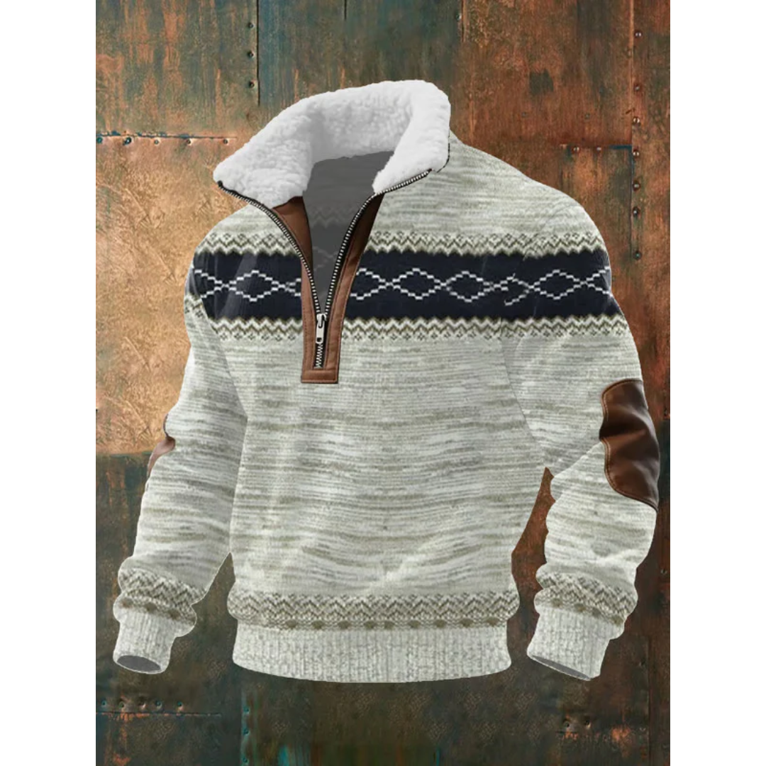 Men's Quarter-Zip Mock Neck Cable Knit Sweater