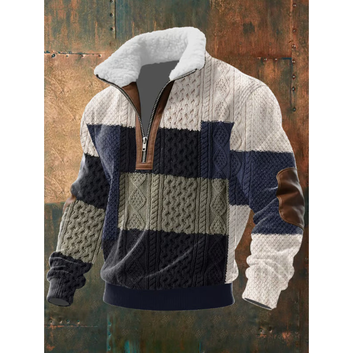 Men's Quarter-Zip Mock Neck Cable Knit Sweater