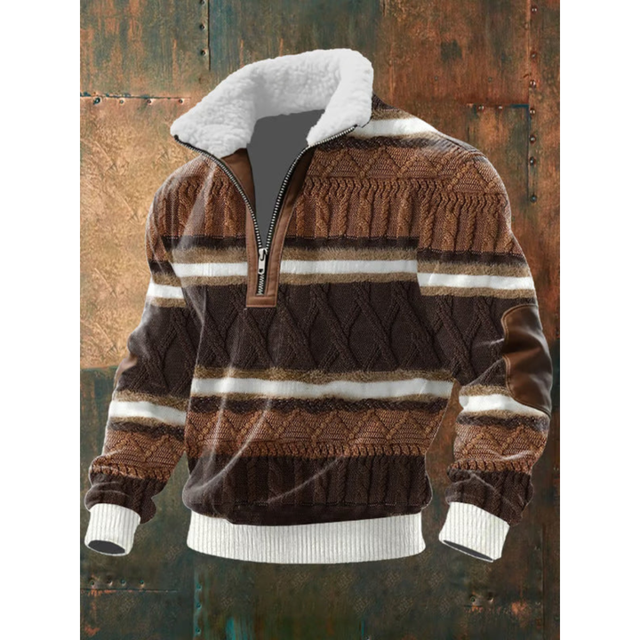 Men's Quarter-Zip Mock Neck Cable Knit Sweater