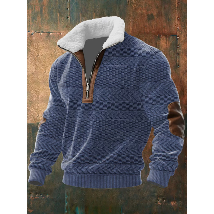 Men's Quarter-Zip Mock Neck Cable Knit Sweater