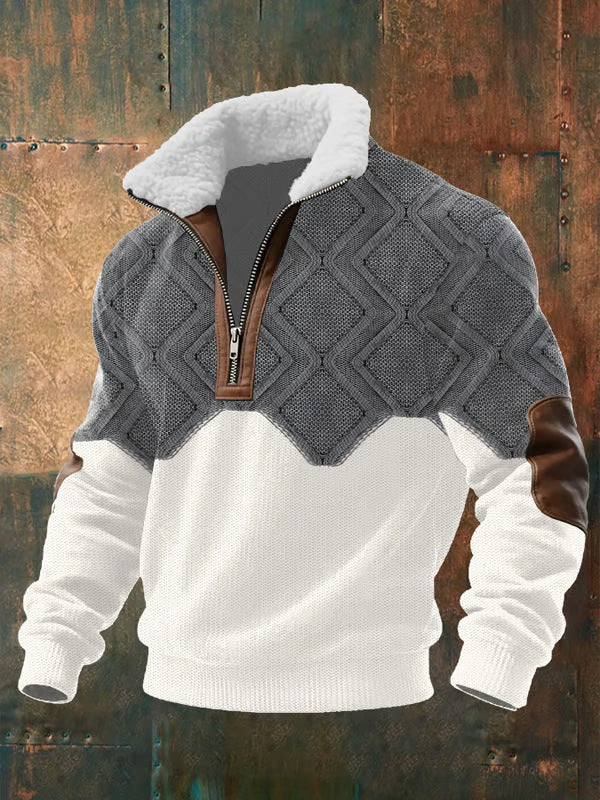 Men's Quarter-Zip Mock Neck Cable Knit Sweater