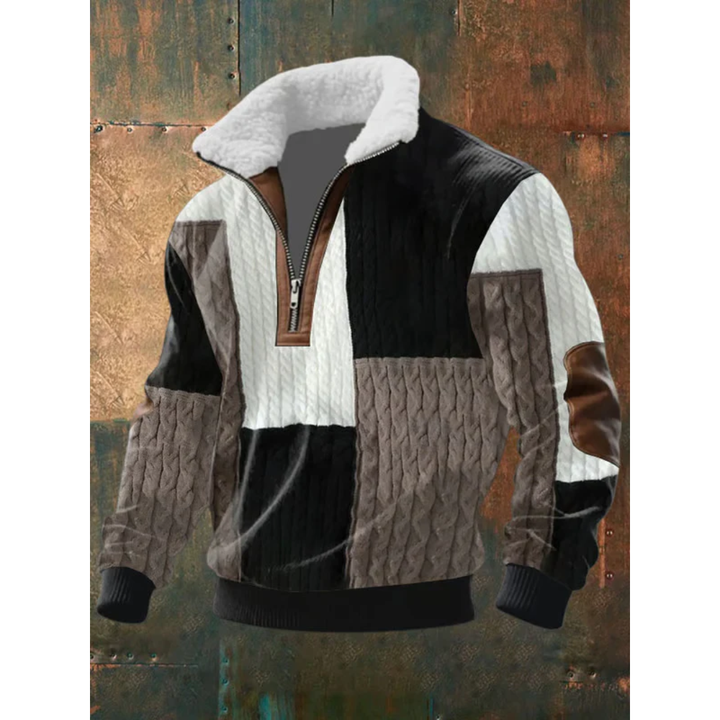 Men's Quarter-Zip Mock Neck Cable Knit Sweater