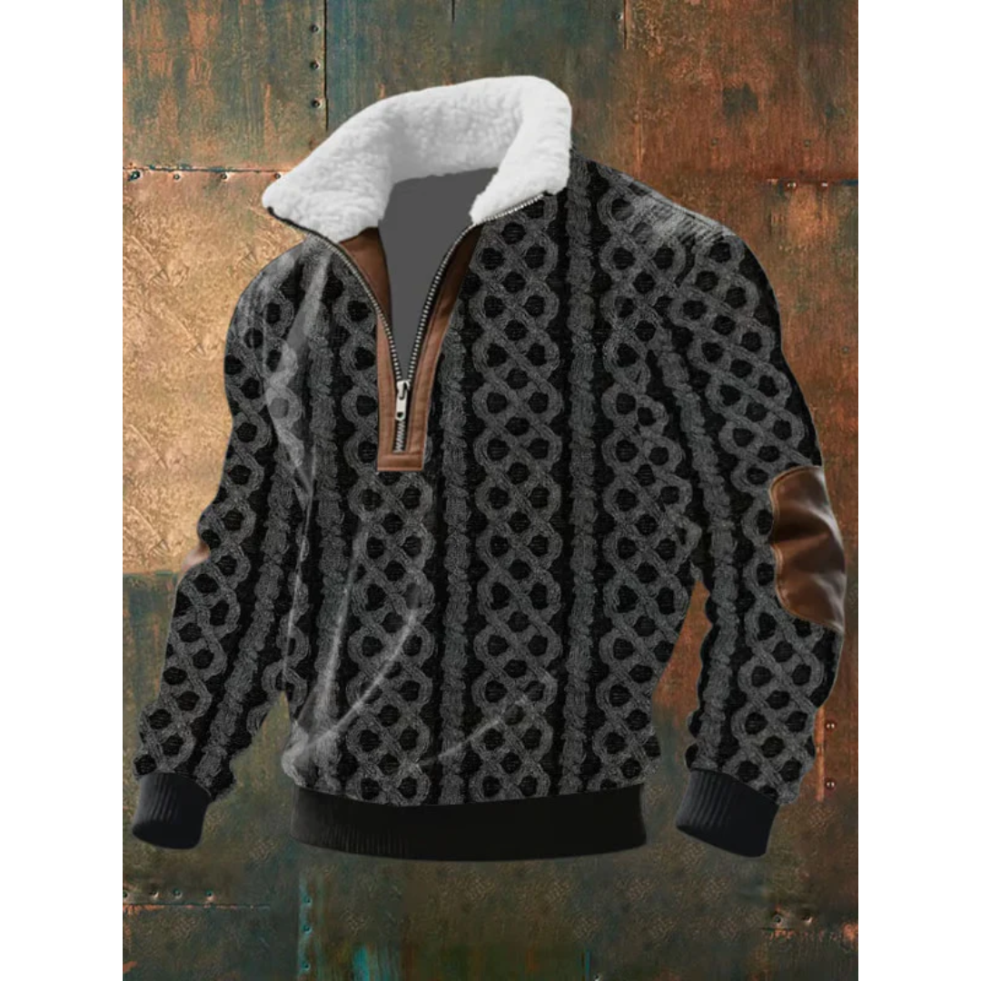 Men's Quarter-Zip Mock Neck Cable Knit Sweater