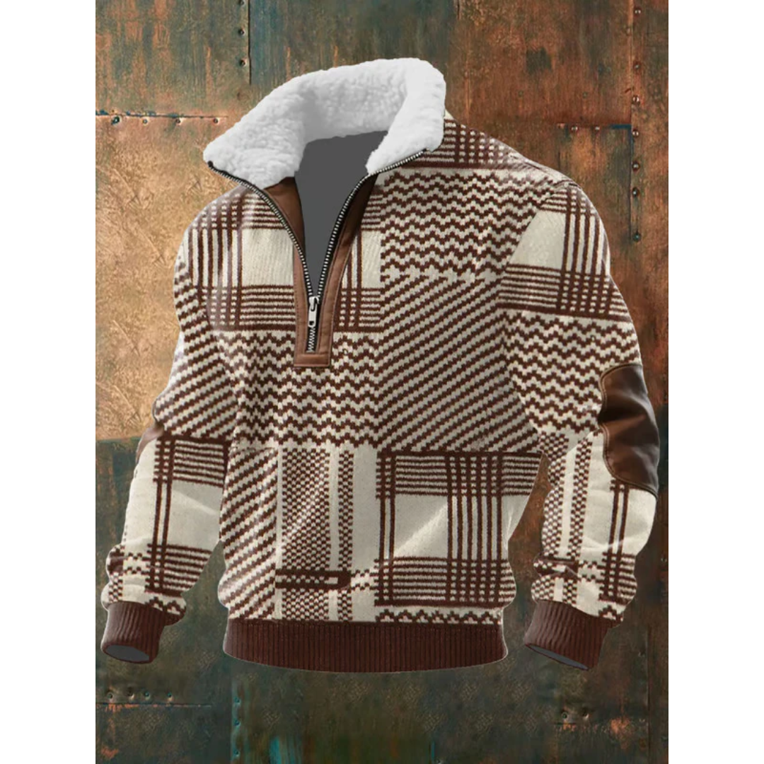 Men's Quarter-Zip Mock Neck Cable Knit Sweater