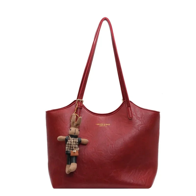 Women's Vintage Charm Tote Bag - Vegan Leather for Everyday Use