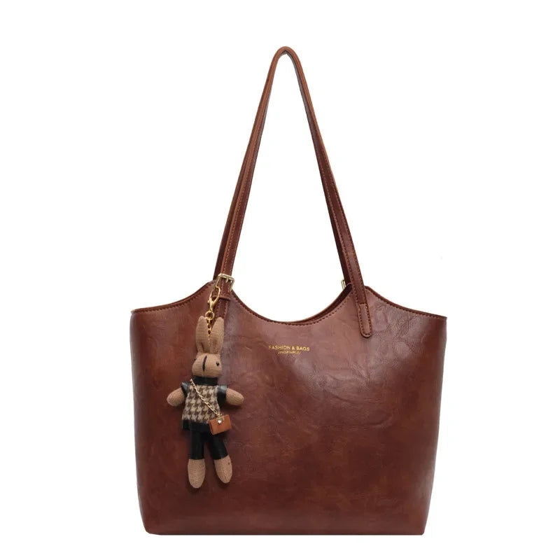 Women's Vintage Charm Tote Bag - Vegan Leather for Everyday Use