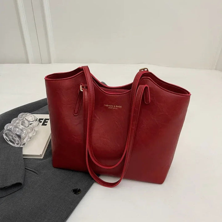 Women's Vintage Charm Tote Bag - Vegan Leather for Everyday Use