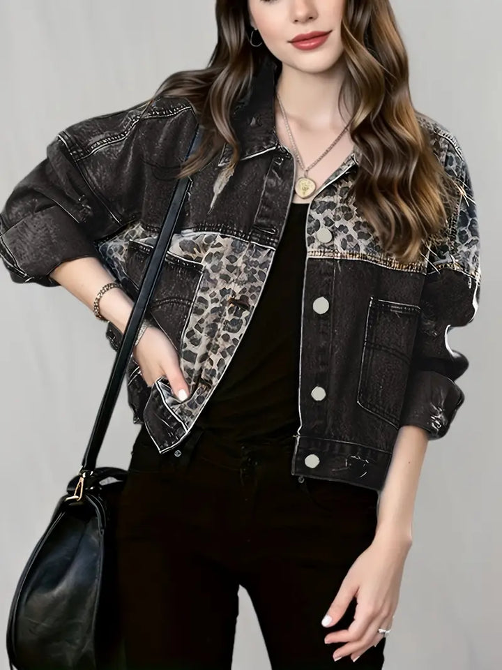Leona | Women's Leopard Print Denim Jacket