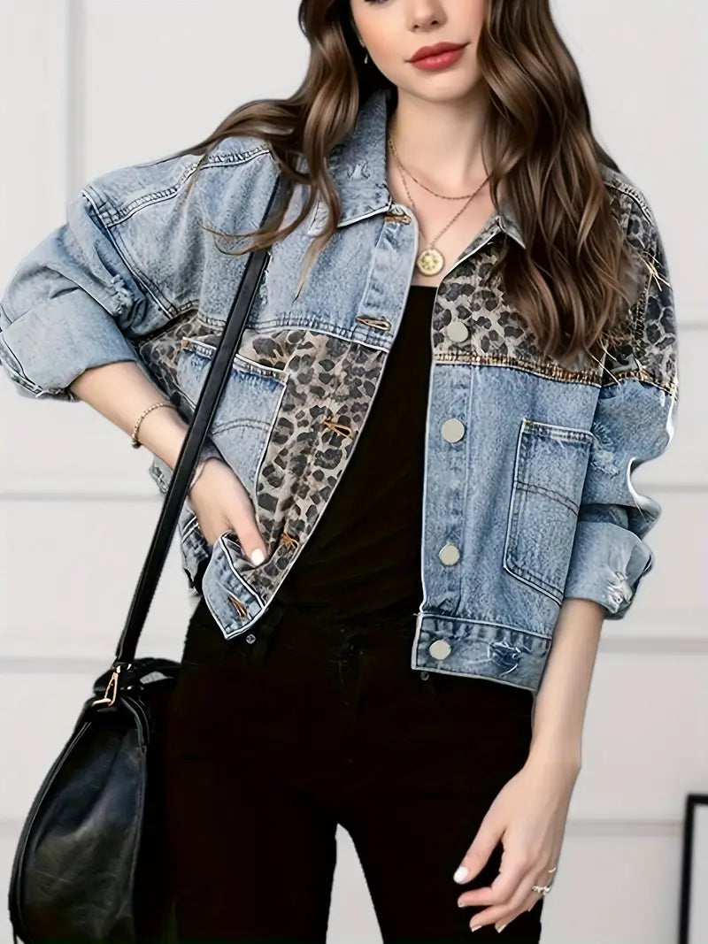 Leona | Women's Leopard Print Denim Jacket