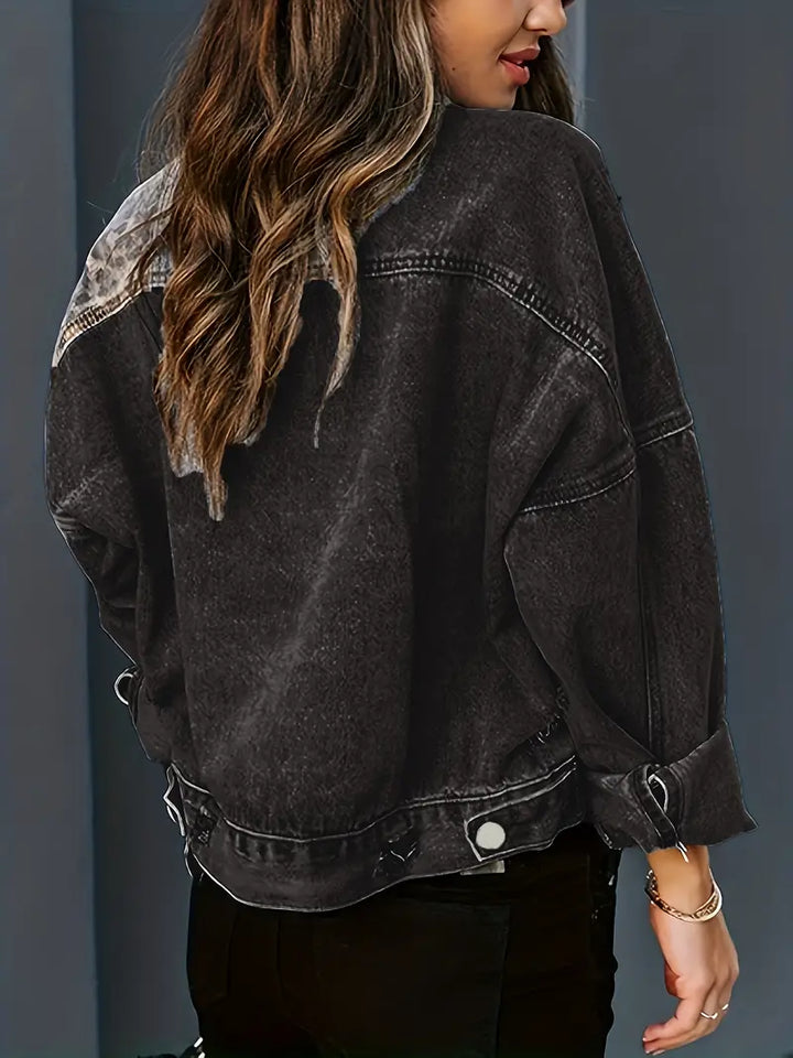 Leona | Women's Leopard Print Denim Jacket