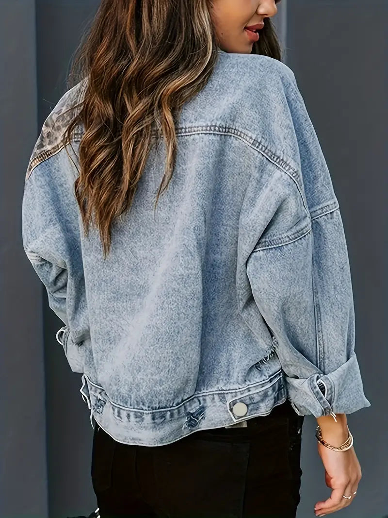 Leona | Women's Leopard Print Denim Jacket