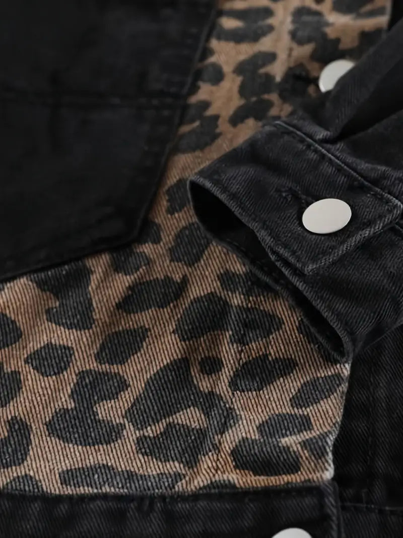 Leona | Women's Leopard Print Denim Jacket