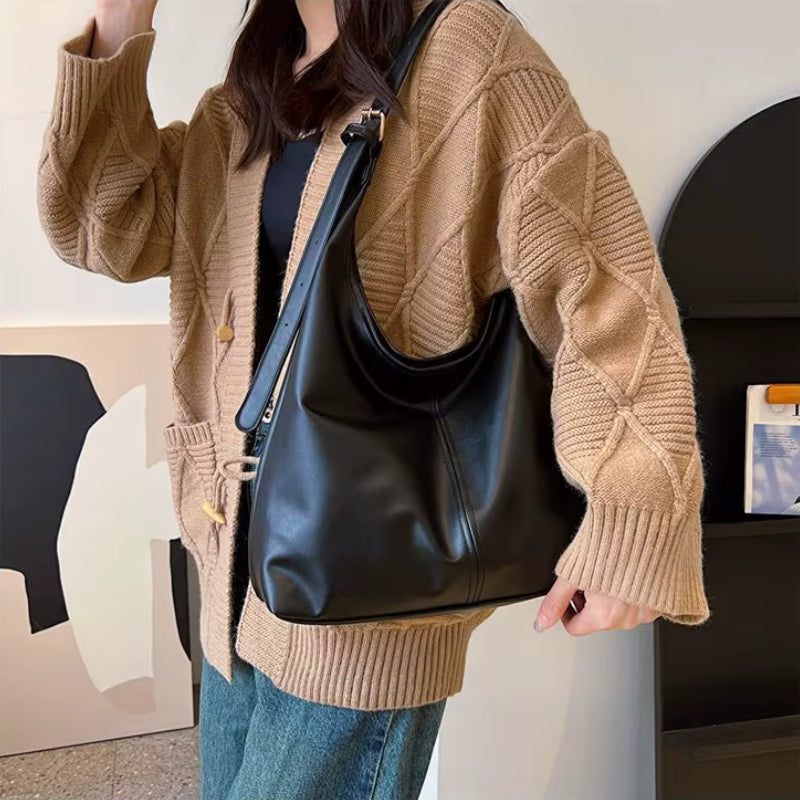 Women's Elegant Shoulder Bag with Wide Strap for Daily Use