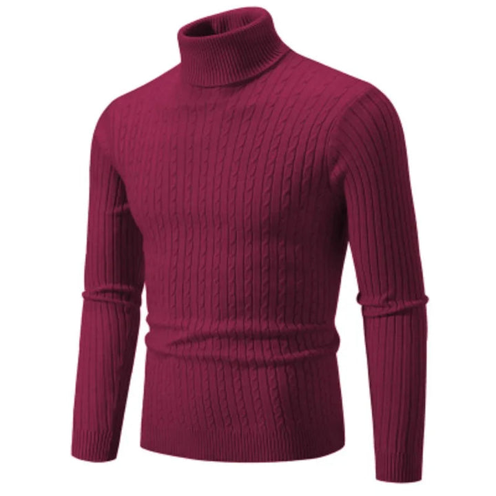 Men's Roll Collar Sweater with Braid Pattern for Stylish Comfort