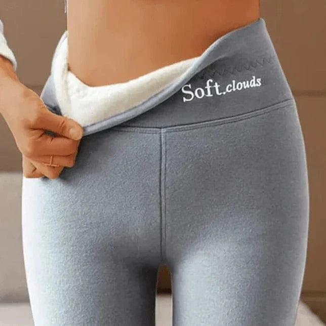 Women's Fleece-Lined Winter Leggings – Velvet Exterior, Thermal Comfort