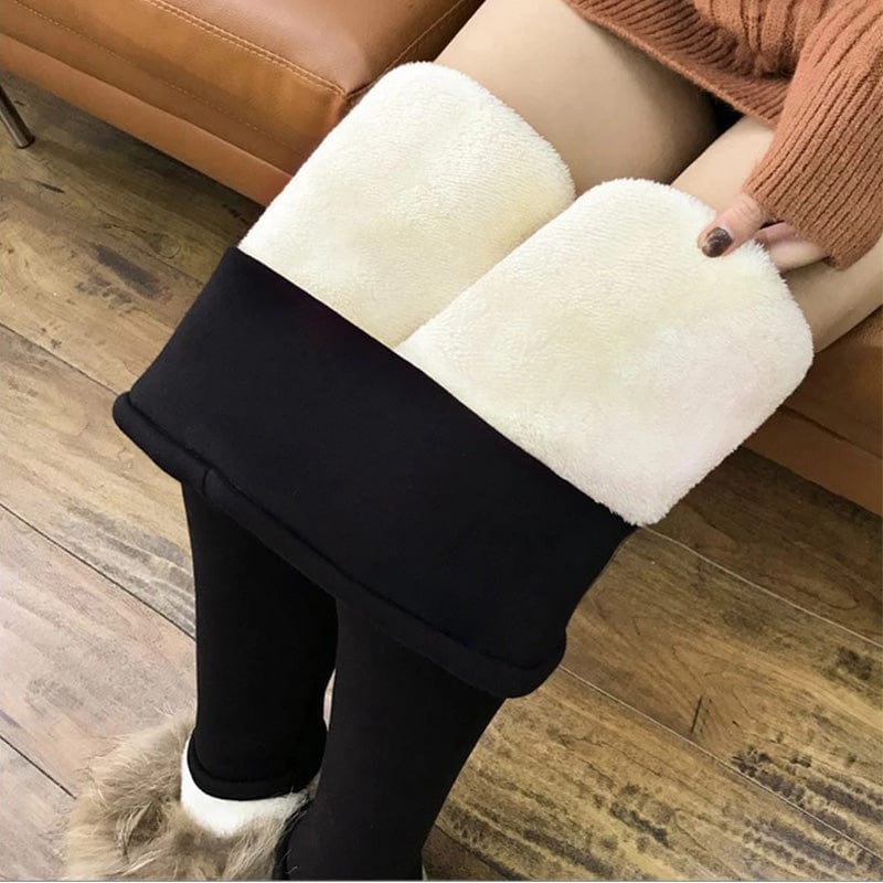 Women's Fleece-Lined Winter Leggings – Velvet Exterior, Thermal Comfort