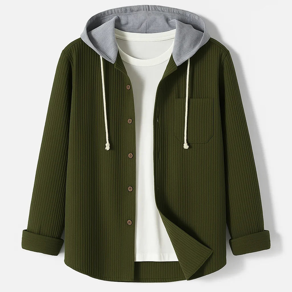 Women's Corduroy Long Sleeve Hoodie Button Front Shirt