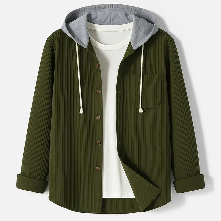 Women's Corduroy Long Sleeve Hoodie Button Front Shirt