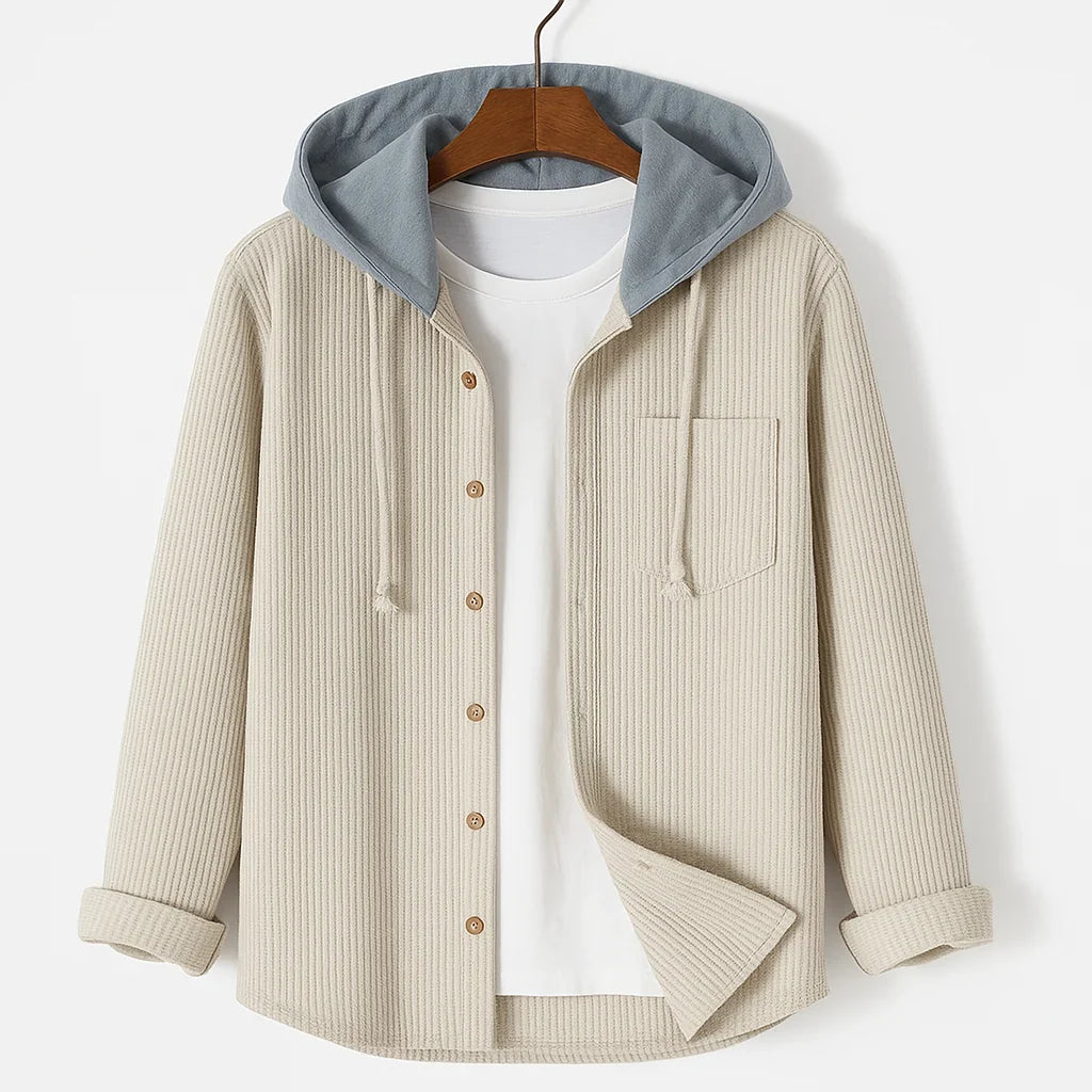 Women's Corduroy Long Sleeve Hoodie Button Front Shirt