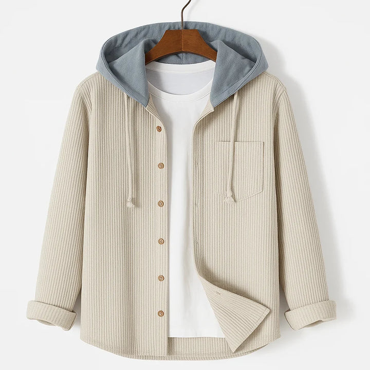 Women's Corduroy Long Sleeve Hoodie Button Front Shirt