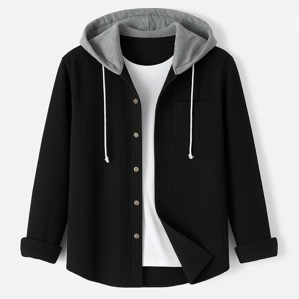 Women's Corduroy Long Sleeve Hoodie Button Front Shirt