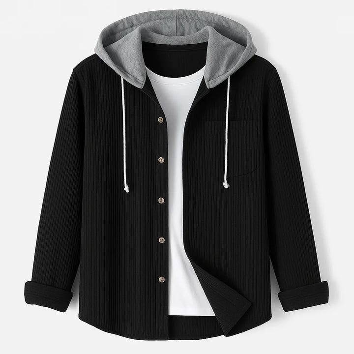Women's Corduroy Long Sleeve Hoodie Button Front Shirt