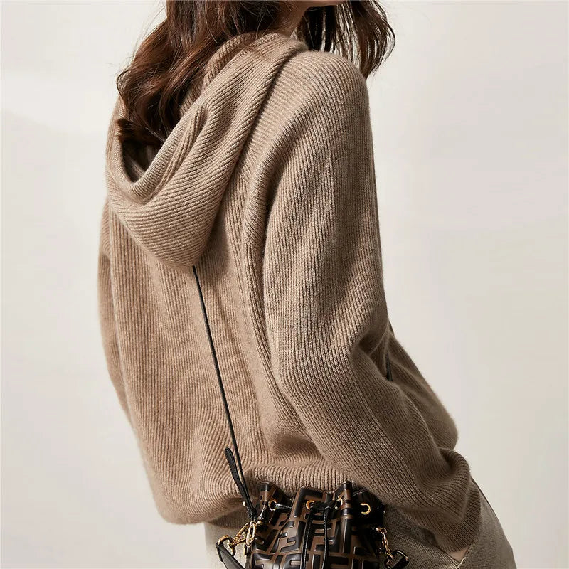 Women's Cashmere Blend Long Sleeve Hoodie