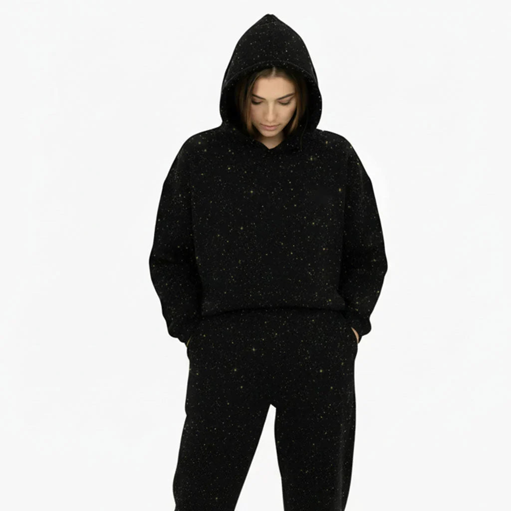 Women's Cozy Pullover with Star Print Hoodie