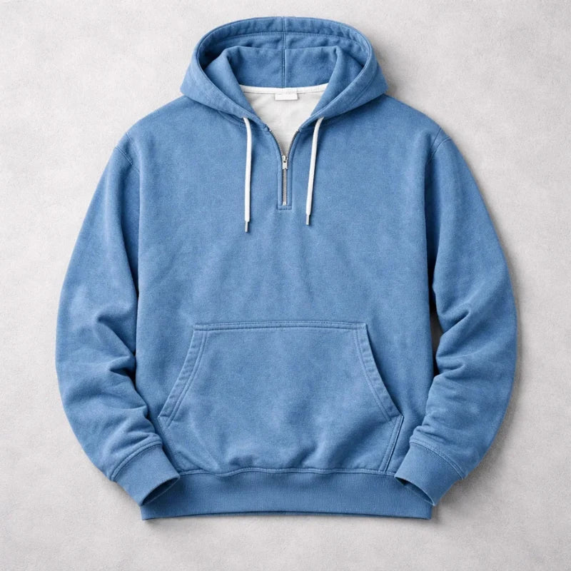 Women's Quarter Zip Washed Cotton Pullover Hoodie