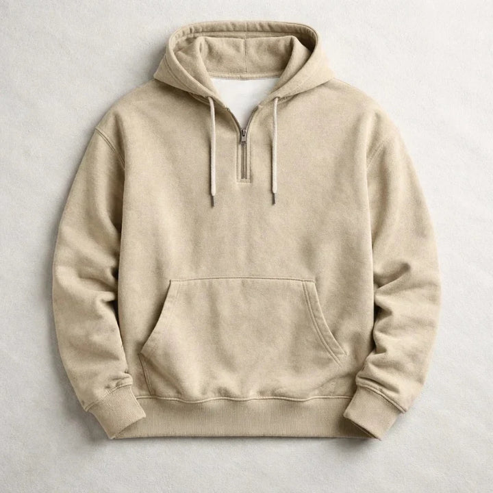 Women's Quarter Zip Washed Cotton Pullover Hoodie