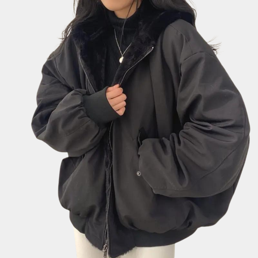 Women's Oversized Sherpa Lined Winter Bomber Jacket