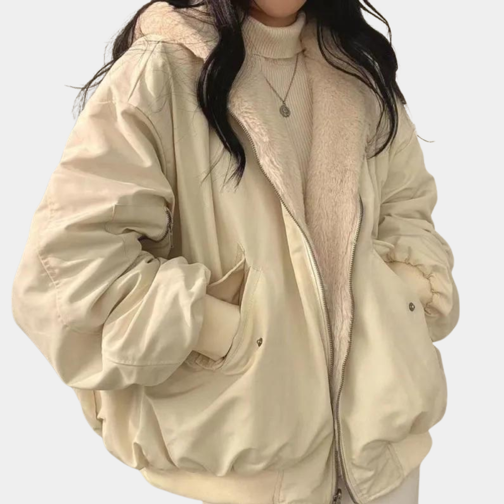 Women's Oversized Sherpa Lined Winter Bomber Jacket