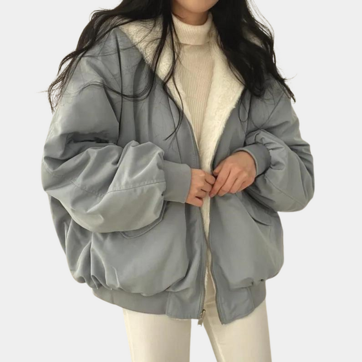 Women's Oversized Sherpa Lined Winter Bomber Jacket