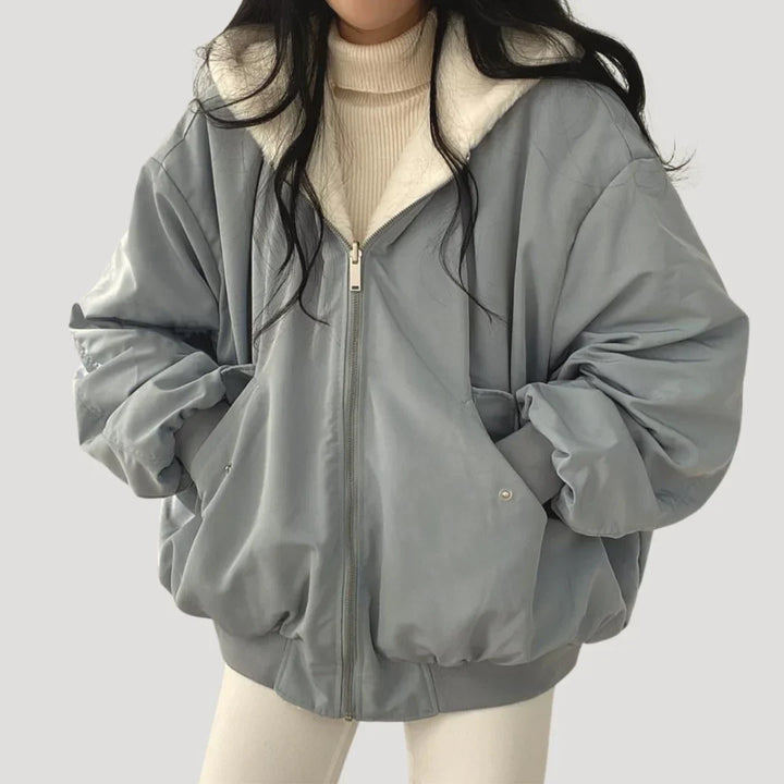 Women's Oversized Sherpa Lined Winter Bomber Jacket