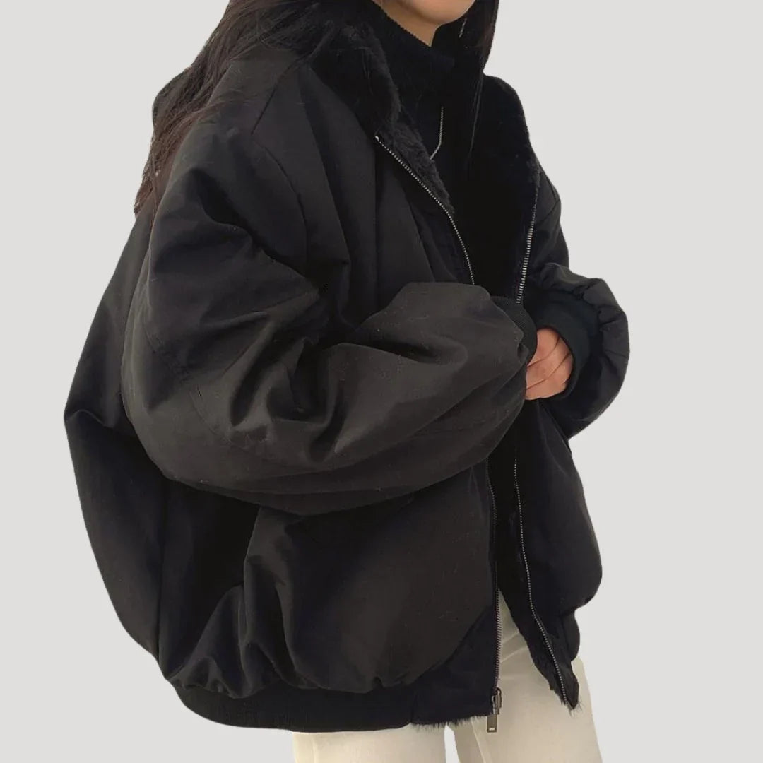 Women's Oversized Sherpa Lined Winter Bomber Jacket