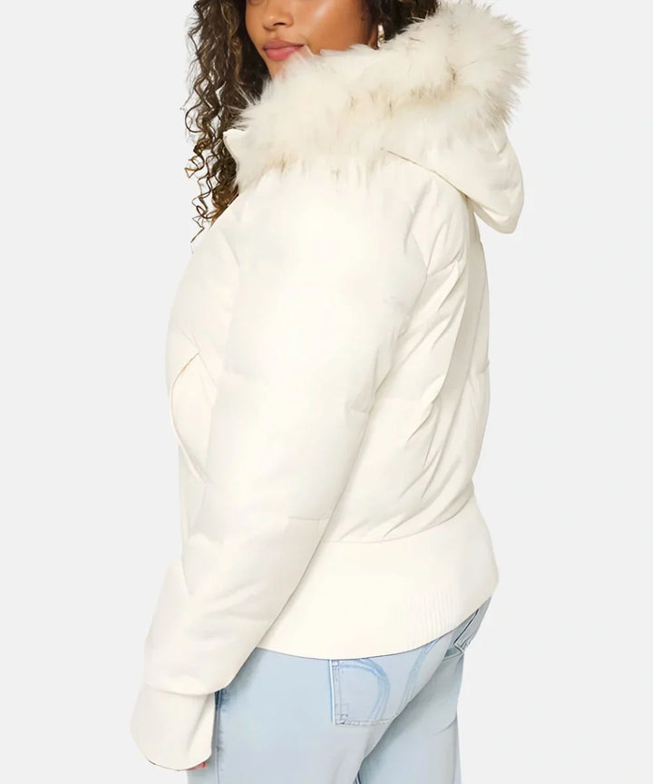 Women's Puffer Jacket with Faux Fur Hood