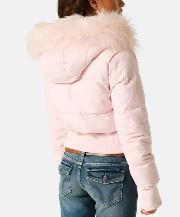 Women's Puffer Jacket with Faux Fur Hood