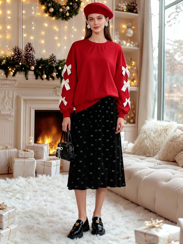 Women's Colorblock Butterfly Bow Sleeve Sweatshirt