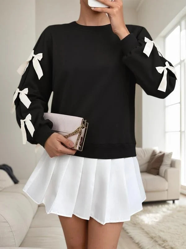 Women's Colorblock Butterfly Bow Sleeve Sweatshirt