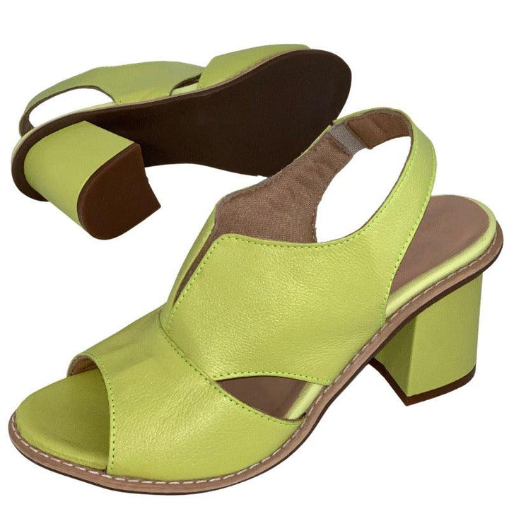 Selina | Women's Leather Sandals with Heel and Comfort Footbed