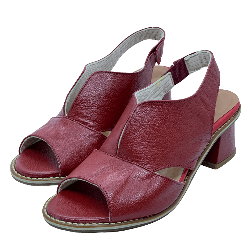 Selina | Women's Leather Sandals with Heel and Comfort Footbed