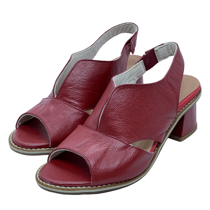 Selina | Women's Leather Sandals with Heel and Comfort Footbed