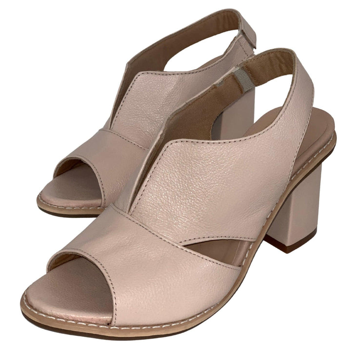 Selina | Women's Leather Sandals with Heel and Comfort Footbed