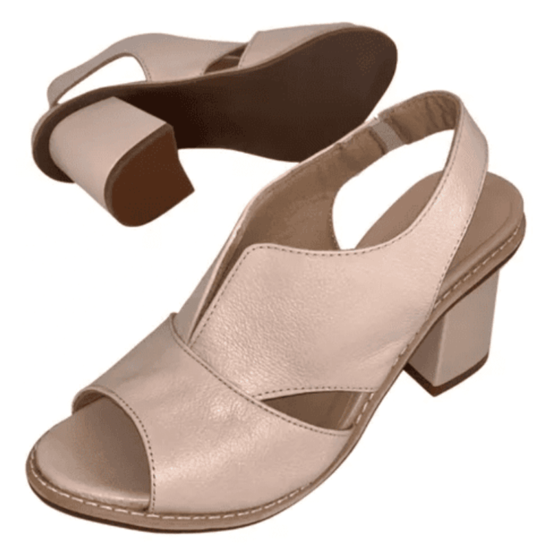 Selina | Women's Leather Sandals with Heel and Comfort Footbed