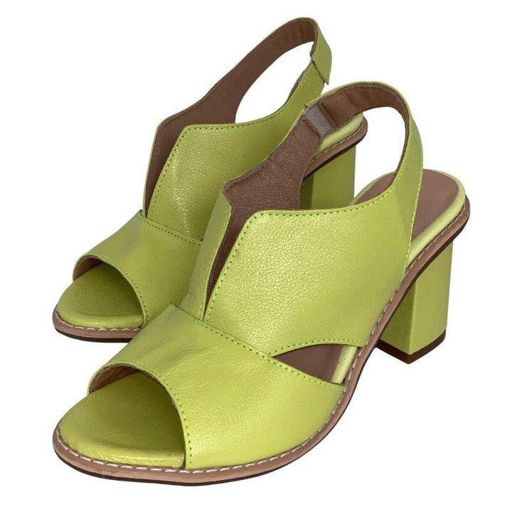 Selina | Women's Leather Sandals with Heel and Comfort Footbed