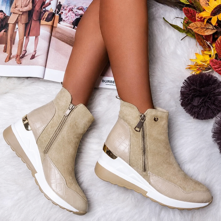 Women's Waterproof Side-Zip Wedge Ankle Boots